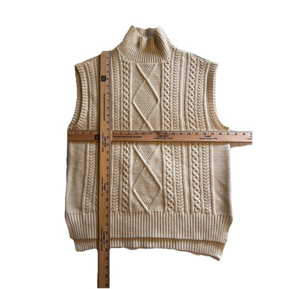 Vero Moda Cable Knit Fisherman Sweater Vest Large Cream Preppy Boho Academia - Picture 3 of 9